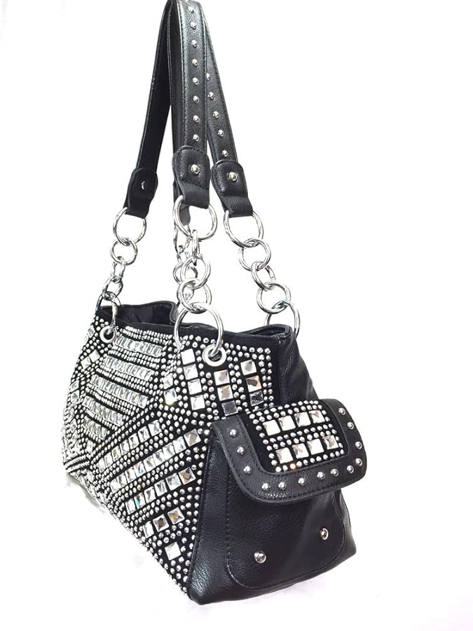 Zzfab Gem Studded Rhinestone Concealed and Carry Purse Black